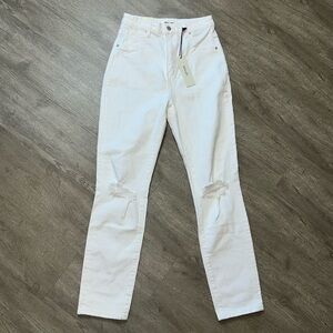 ROLLA’S Dusters High Rise Slim Layla White Worn Distressed Jeans‎